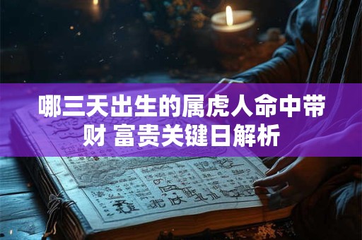 哪三天出生的属虎人命中带财 富贵关键日解析