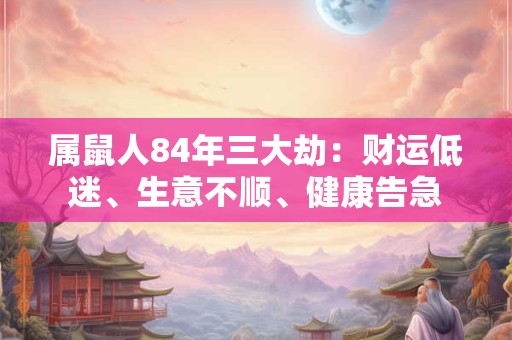 属鼠人84年三大劫：财运低迷、生意不顺、健康告急