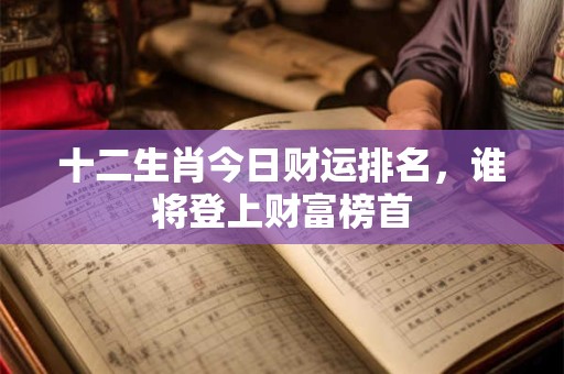 十二生肖今日财运排名，谁将登上财富榜首
