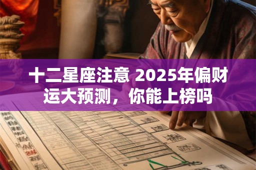 十二星座注意 2025年偏财运大预测，你能上榜吗