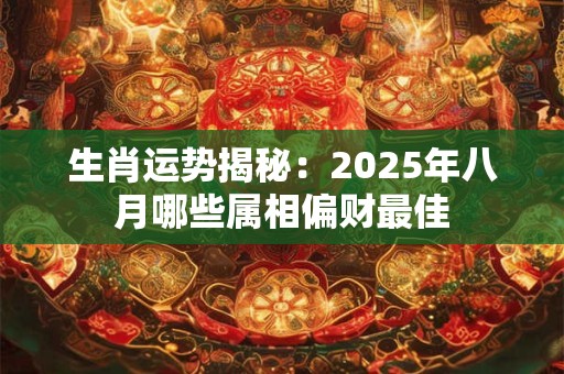 生肖运势揭秘：2025年八月哪些属相偏财最佳