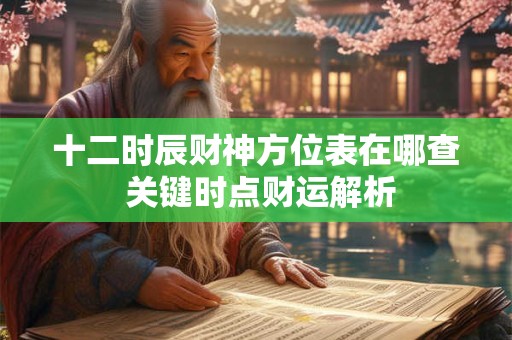 十二时辰财神方位表在哪查 关键时点财运解析