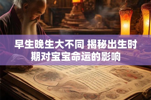 早生晚生大不同 揭秘出生时期对宝宝命运的影响