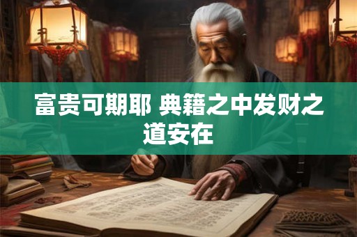 富贵可期耶 典籍之中发财之道安在