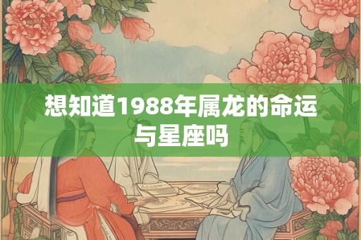想知道1988年属龙的命运与星座吗