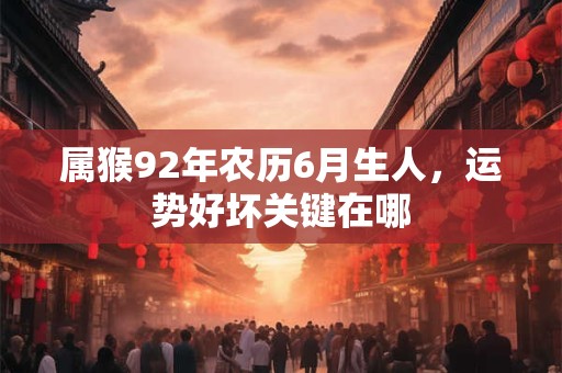 属猴92年农历6月生人，运势好坏关键在哪
