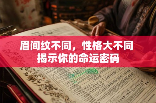 眉间纹不同，性格大不同 揭示你的命运密码