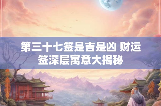 第三十七签是吉是凶 财运签深层寓意大揭秘