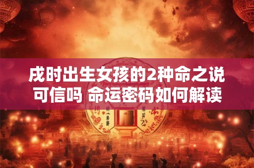 戌时出生女孩的2种命之说可信吗 命运密码如何解读