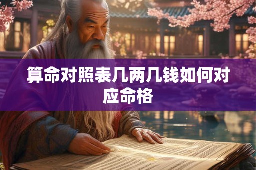 算命对照表几两几钱如何对应命格