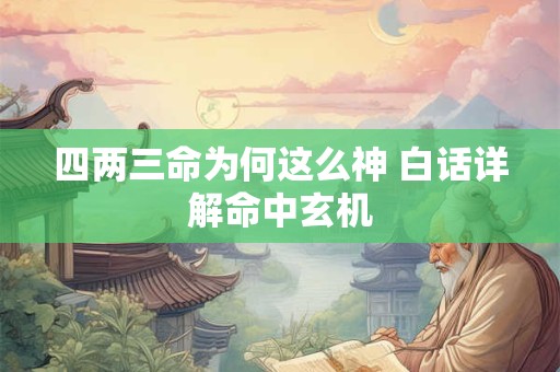 四两三命为何这么神 白话详解命中玄机