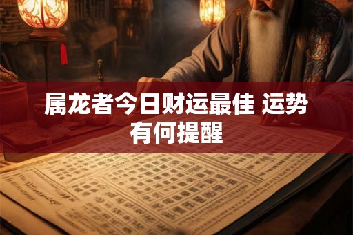 属龙者今日财运最佳 运势有何提醒