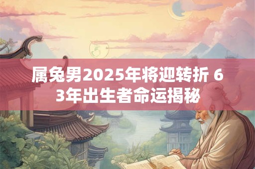 属兔男2025年将迎转折 63年出生者命运揭秘