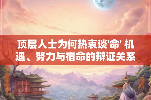 顶层人士为何热衷谈'命' 机遇、努力与宿命的辩证关系