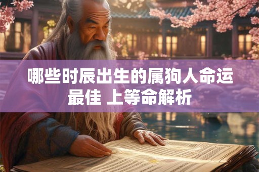 哪些时辰出生的属狗人命运最佳 上等命解析