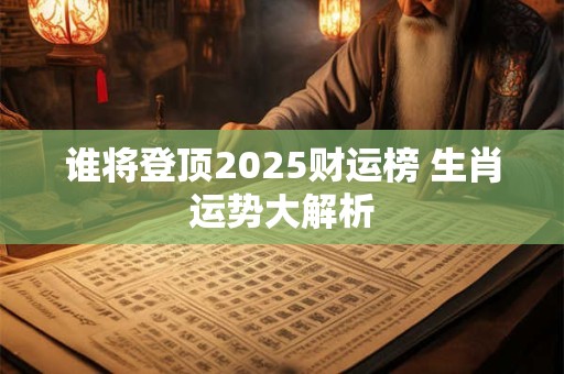 谁将登顶2025财运榜 生肖运势大解析