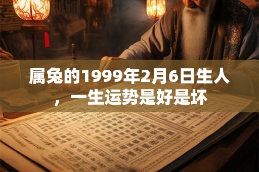 属兔的1999年2月6日生人，一生运势是好是坏