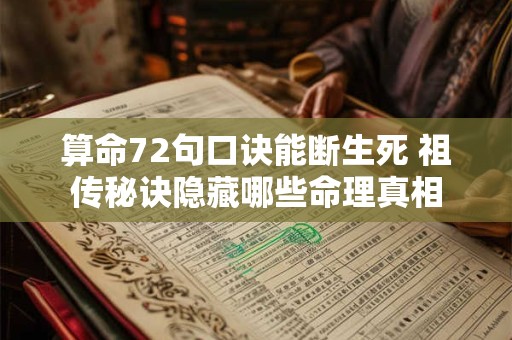 算命72句口诀能断生死 祖传秘诀隐藏哪些命理真相