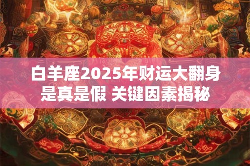 白羊座2025年财运大翻身是真是假 关键因素揭秘