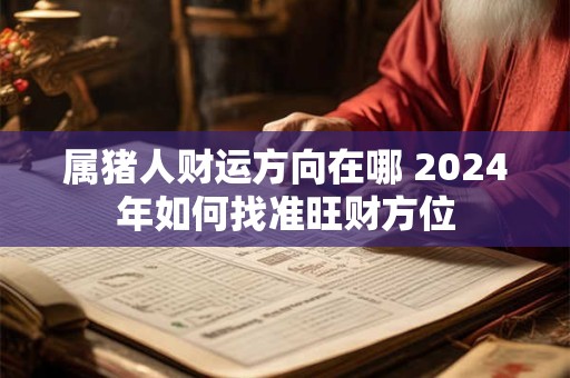 属猪人财运方向在哪 2024年如何找准旺财方位