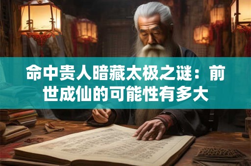 详细阅读:命中贵人暗藏太极之谜:前世成仙的可能性有多大 命中贵人暗藏太极之谜:前世成仙的可能性有多大