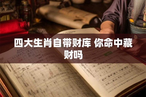 四大生肖自带财库 你命中藏财吗