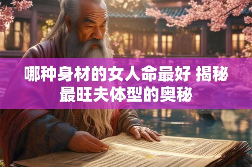哪种身材的女人命最好 揭秘最旺夫体型的奥秘