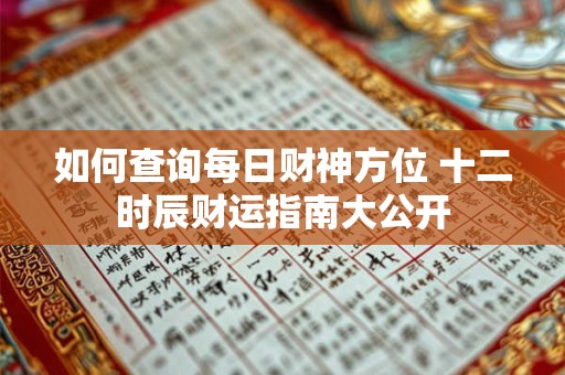如何查询每日财神方位 十二时辰财运指南大公开