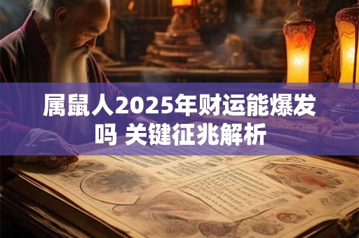 详细阅读:属鼠人2025年财运能爆发吗 关键征兆解析 属鼠人2025年财运能爆发吗 关键征兆解析