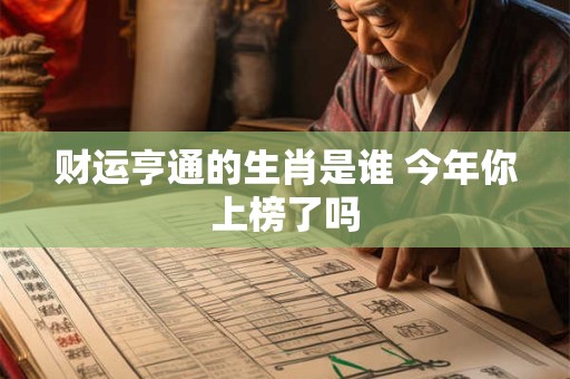 财运亨通的生肖是谁 今年你上榜了吗