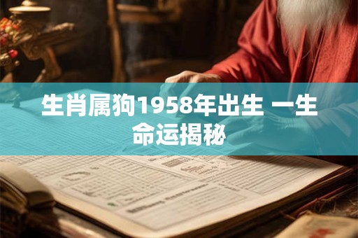 生肖属狗1958年出生 一生命运揭秘