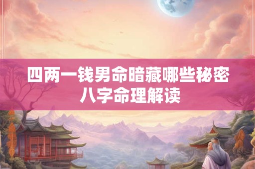 四两一钱男命暗藏哪些秘密 八字命理解读