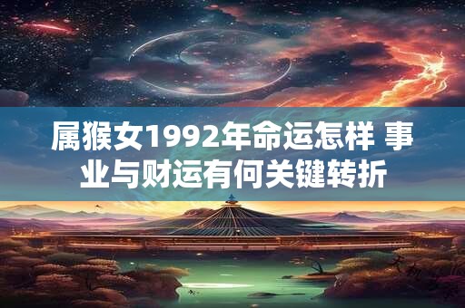 详细阅读:属猴女1992年命运怎样 事业与财运有何关键转折 属猴女1992年命运怎样 事业与财运有何关键转折