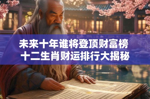 未来十年谁将登顶财富榜 十二生肖财运排行大揭秘