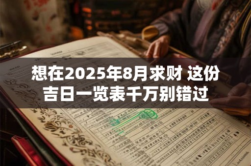 想在2025年8月求财 这份吉日一览表千万别错过