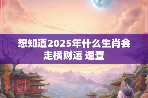 想知道2025年什么生肖会走横财运 速查