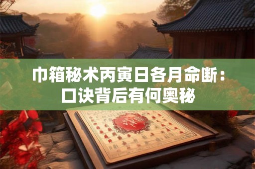 巾箱秘术丙寅日各月命断：口诀背后有何奥秘