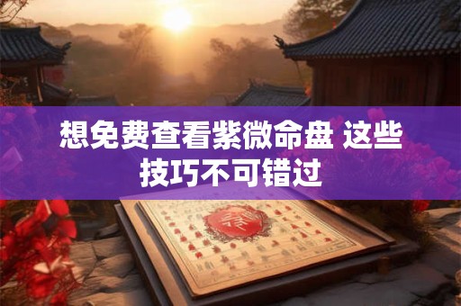 想免费查看紫微命盘 这些技巧不可错过