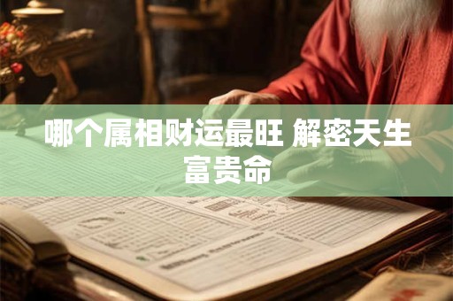 哪个属相财运最旺 解密天生富贵命