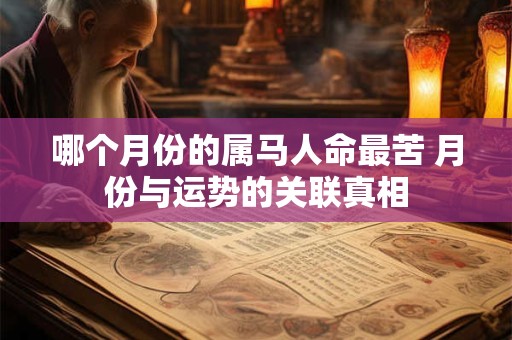 哪个月份的属马人命最苦 月份与运势的关联真相