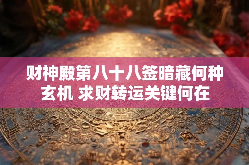 财神殿第八十八签暗藏何种玄机 求财转运关键何在