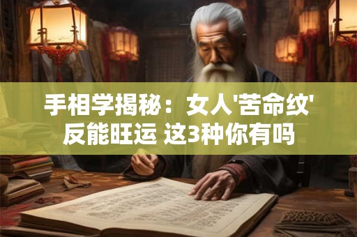 手相学揭秘：女人'苦命纹'反能旺运 这3种你有吗