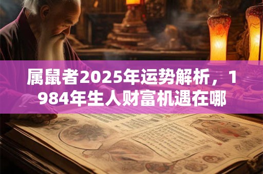 详细阅读:属鼠者2025年运势解析,1984年生人财富机遇在哪 属鼠者2025年运势解析,1984年生人财富机遇在哪