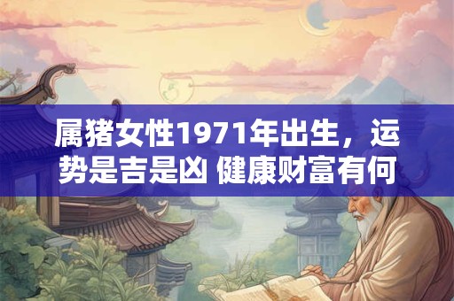 详细阅读:属猪女性1971年出生,运势是吉是凶 健康财富有何玄机 属猪女性1971年出生,运势是吉是凶 健康财富有何玄机