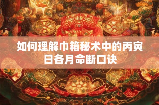 如何理解巾箱秘术中的丙寅日各月命断口诀