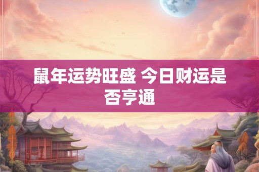 鼠年运势旺盛 今日财运是否亨通