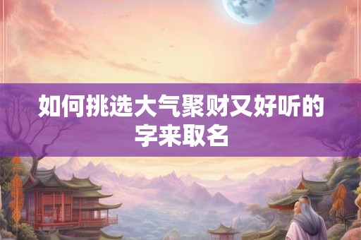 如何挑选大气聚财又好听的字来取名
