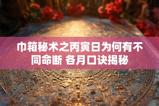 巾箱秘术之丙寅日为何有不同命断 各月口诀揭秘