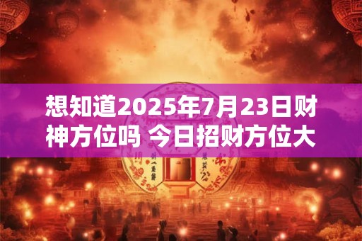 想知道2025年7月23日财神方位吗 今日招财方位大公开