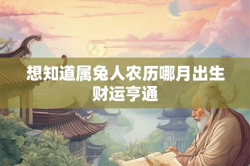 想知道属兔人农历哪月出生财运亨通